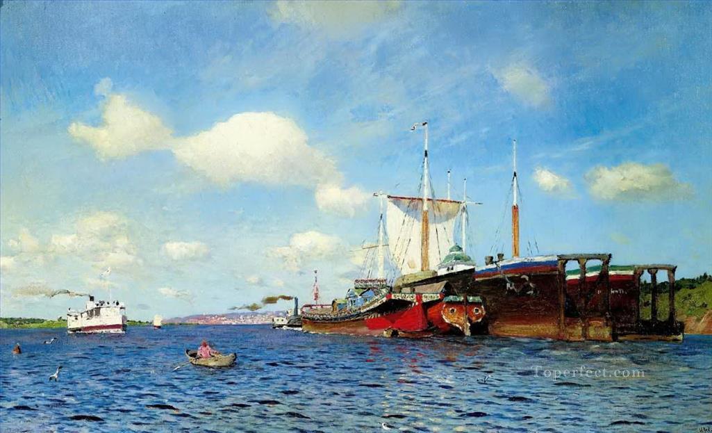 brisk wind volga 1885 Isaac Levitan river landscape Oil Paintings